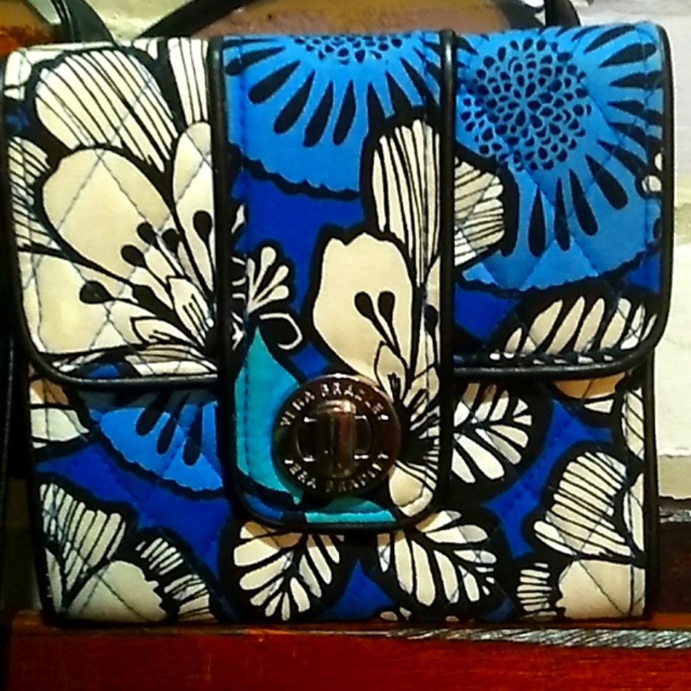Vera Bradley blue & white snap button clutch purse.